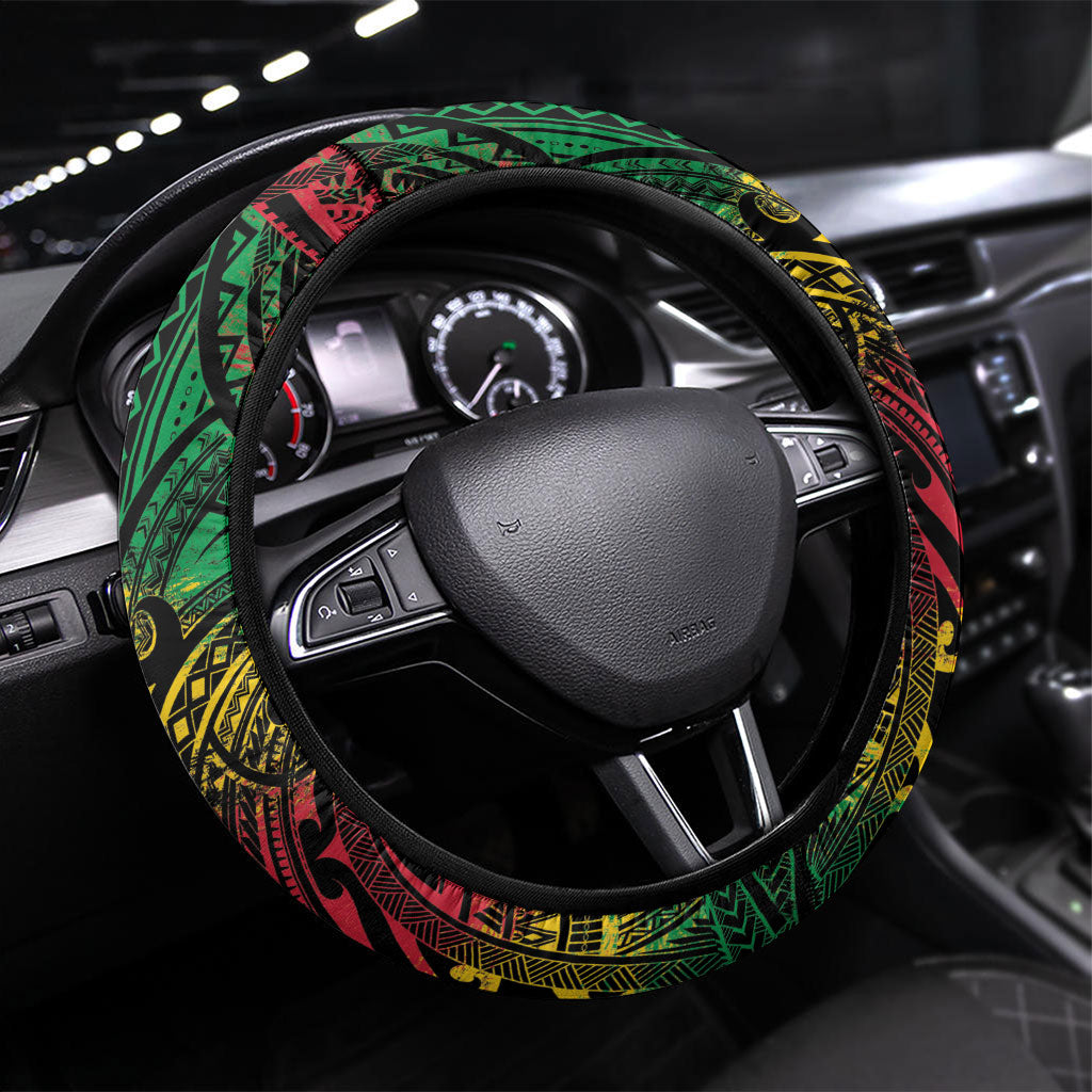 Vanuatu 46th Year Anniversary Steering Wheel Cover Vintage Grunge Vanuatu Flag Heritage