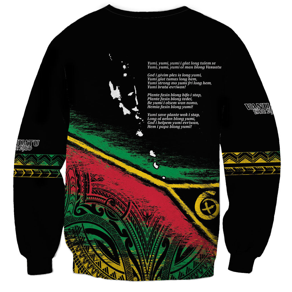 Vanuatu 46th Year Anniversary Sweatshirt Vintage Grunge Vanuatu Flag Heritage LT9 - Polynesian Pride