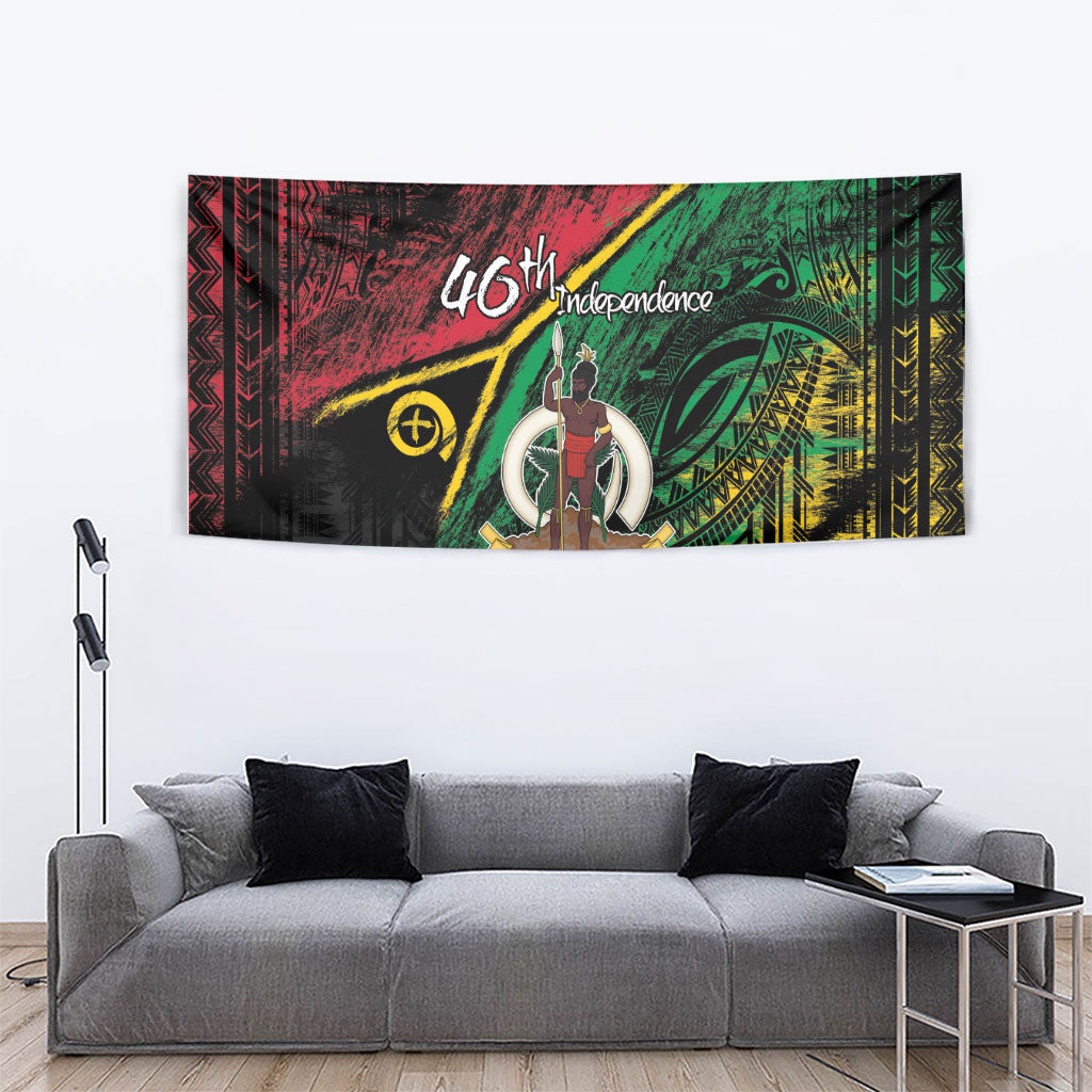Vanuatu 46th Year Anniversary Tapestry Vintage Grunge Vanuatu Flag Heritage LT9 - Polynesian Pride