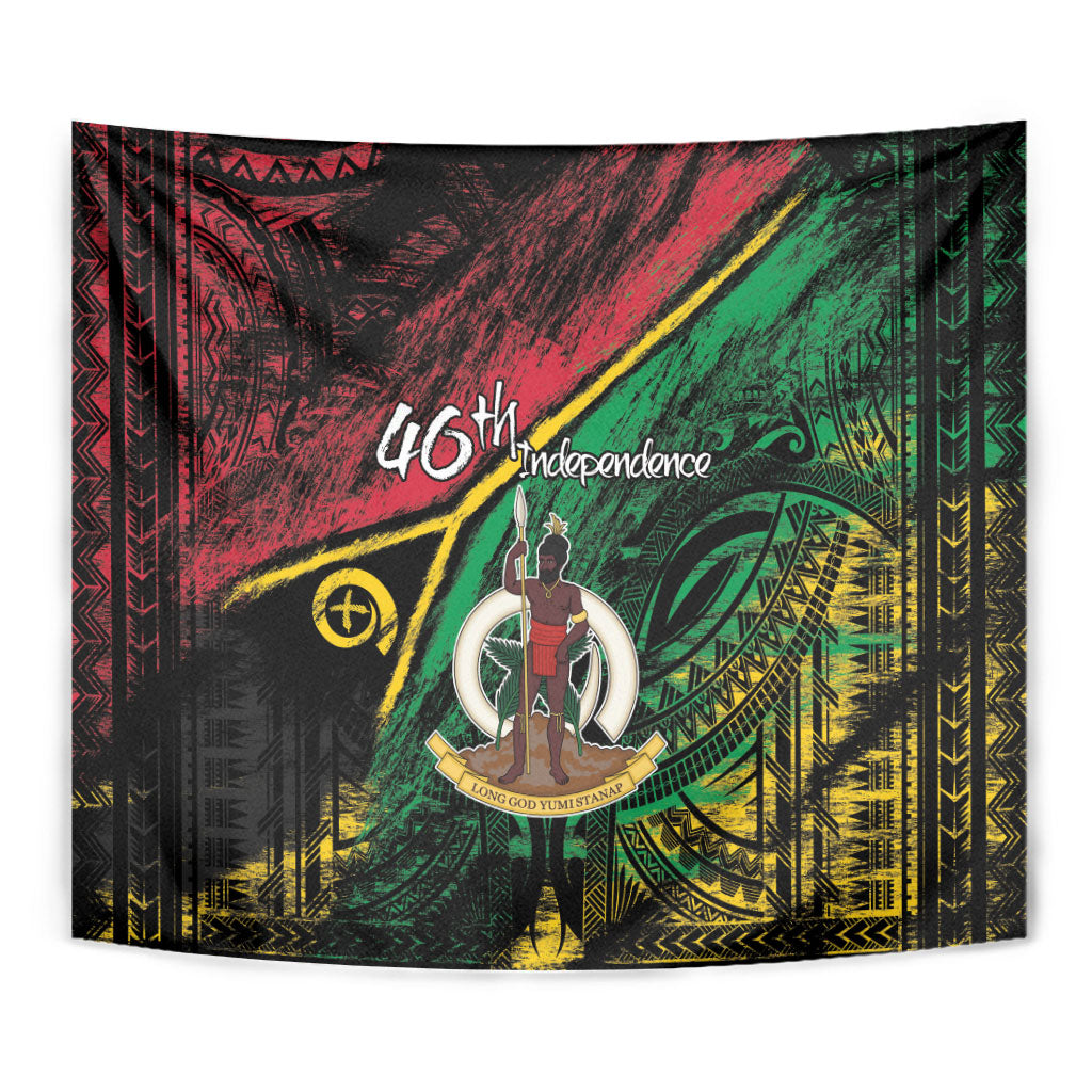 Vanuatu 46th Year Anniversary Tapestry Vintage Grunge Vanuatu Flag Heritage LT9 - Polynesian Pride