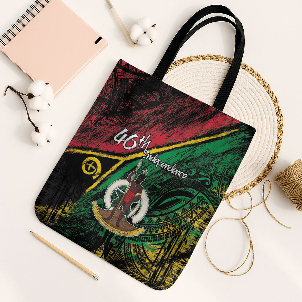 Vanuatu 46th Year Anniversary Tote Bag Vintage Grunge Vanuatu Flag Heritage