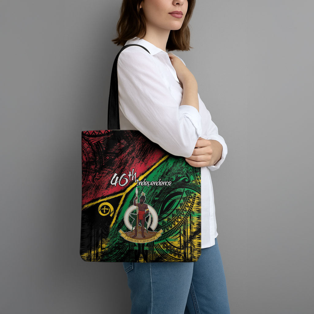 Vanuatu 46th Year Anniversary Tote Bag Vintage Grunge Vanuatu Flag Heritage LT9 - Polynesian Pride