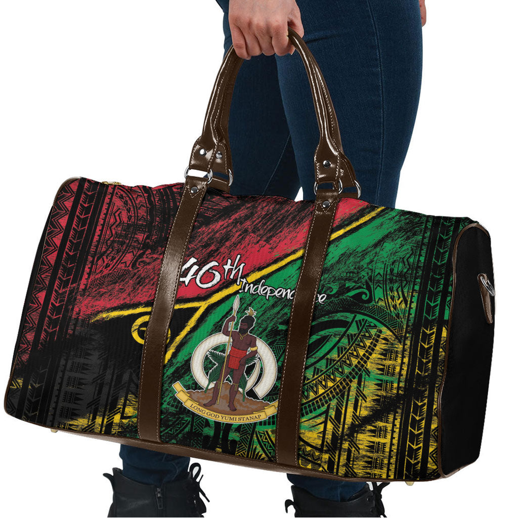 Vanuatu 46th Year Anniversary Travel Bag Vintage Grunge Vanuatu Flag Heritage LT9 - Polynesian Pride