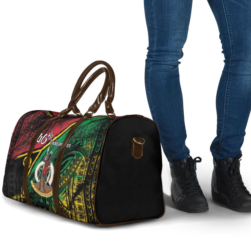 Vanuatu 46th Year Anniversary Travel Bag Vintage Grunge Vanuatu Flag Heritage LT9 - Polynesian Pride
