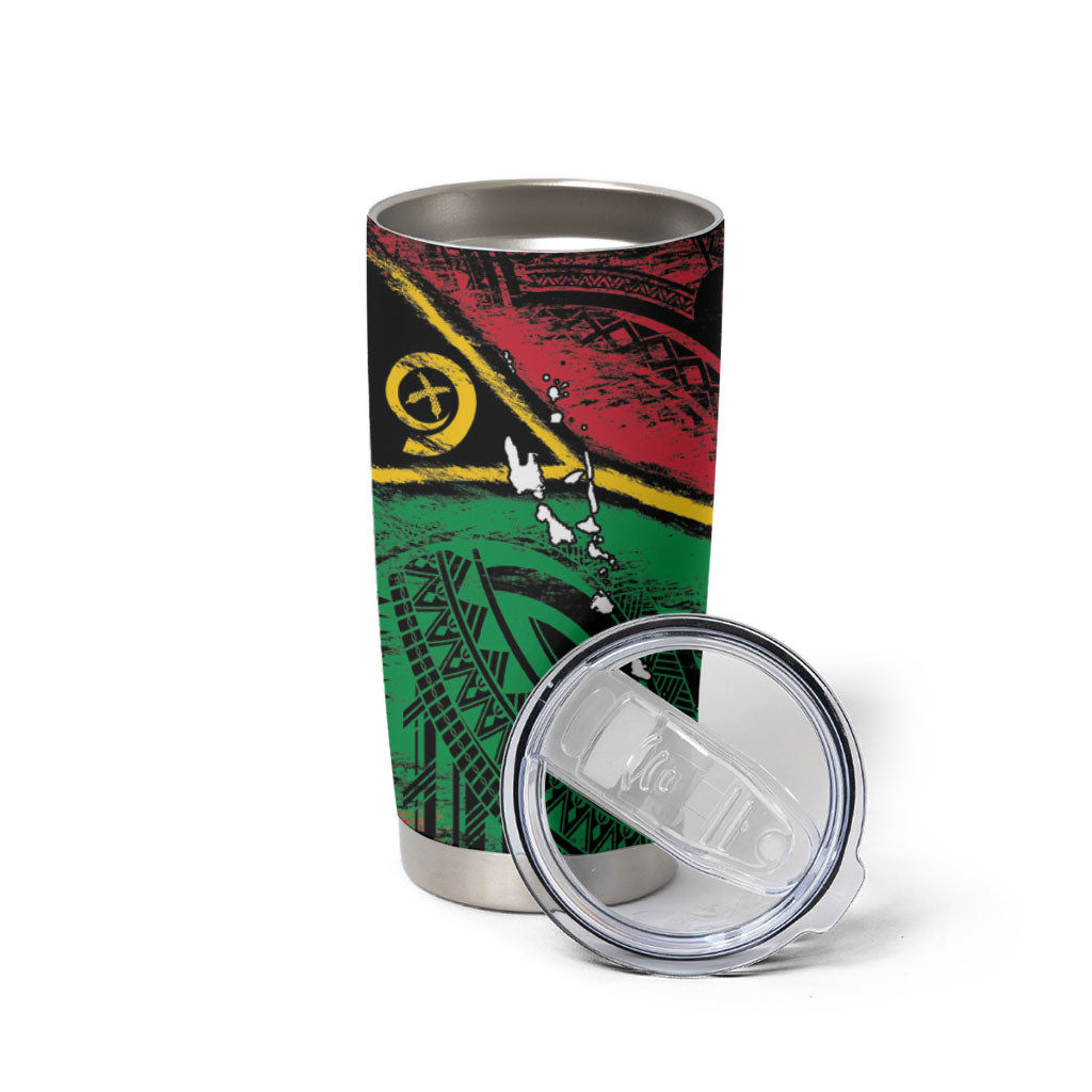 Vanuatu 46th Year Anniversary Tumbler Cup Vintage Grunge Vanuatu Flag Heritage LT9 - Polynesian Pride