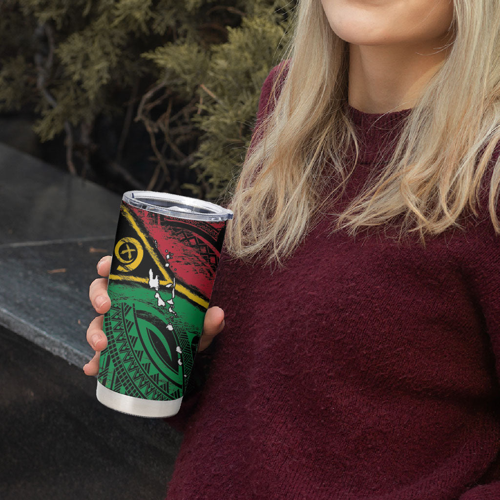 Vanuatu 46th Year Anniversary Tumbler Cup Vintage Grunge Vanuatu Flag Heritage LT9 - Polynesian Pride