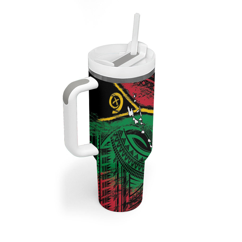 Vanuatu 46th Year Anniversary Tumbler With Handle Vintage Grunge Vanuatu Flag Heritage LT9 - Polynesian Pride