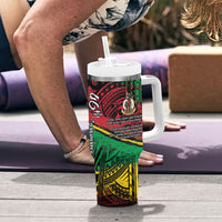 Vanuatu 46th Year Anniversary Tumbler With Handle Vintage Grunge Vanuatu Flag Heritage LT9 - Polynesian Pride