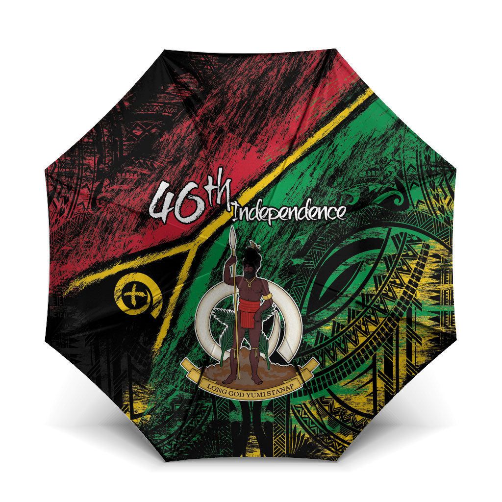 Vanuatu 46th Year Anniversary Umbrella Vintage Grunge Vanuatu Flag Heritage
