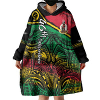 Vanuatu 46th Year Anniversary Wearable Blanket Hoodie Vintage Grunge Vanuatu Flag Heritage LT9 - Polynesian Pride