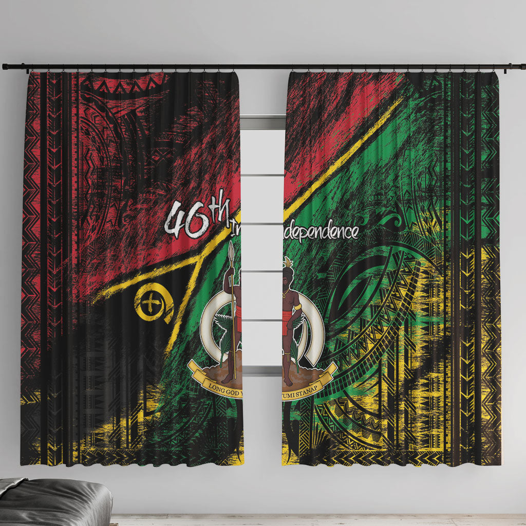 Vanuatu 46th Year Anniversary Window Curtain Vintage Grunge Vanuatu Flag Heritage