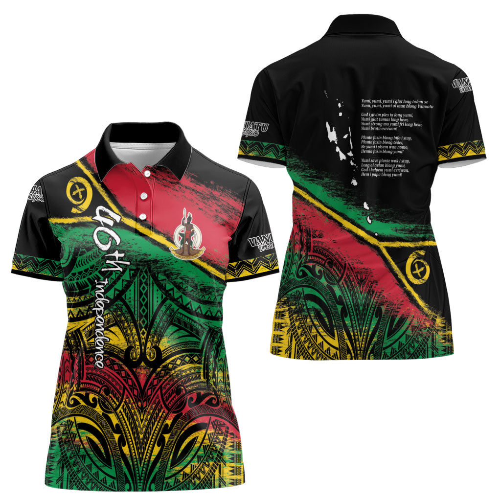 Vanuatu 46th Year Anniversary Women Polo Shirt Vintage Grunge Vanuatu Flag Heritage LT9 - Polynesian Pride
