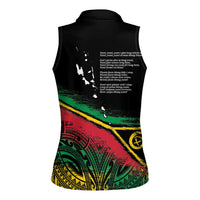 Vanuatu 46th Year Anniversary Women Sleeveless Polo Shirt Vintage Grunge Vanuatu Flag Heritage