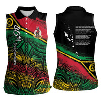Vanuatu 46th Year Anniversary Women Sleeveless Polo Shirt Vintage Grunge Vanuatu Flag Heritage