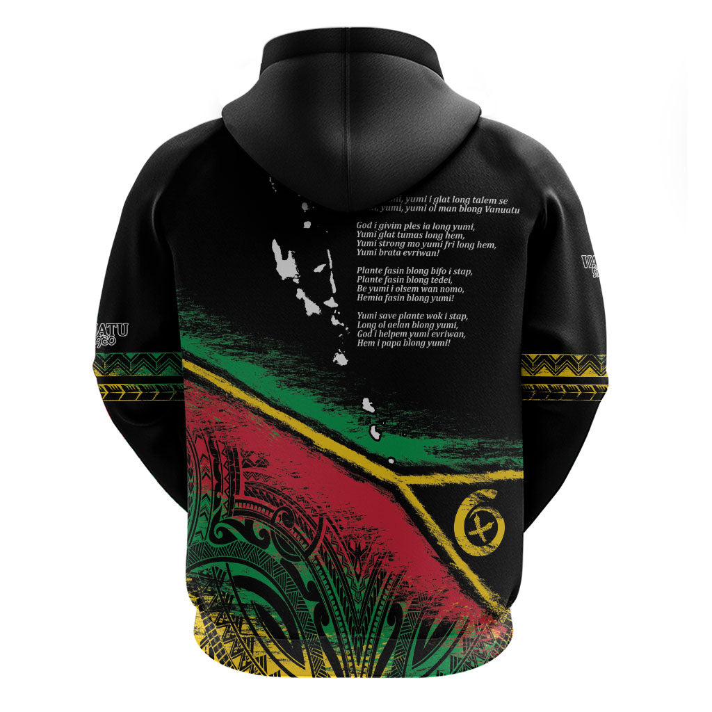 Vanuatu 46th Year Anniversary Zip Hoodie Vintage Grunge Vanuatu Flag Heritage LT9 - Polynesian Pride