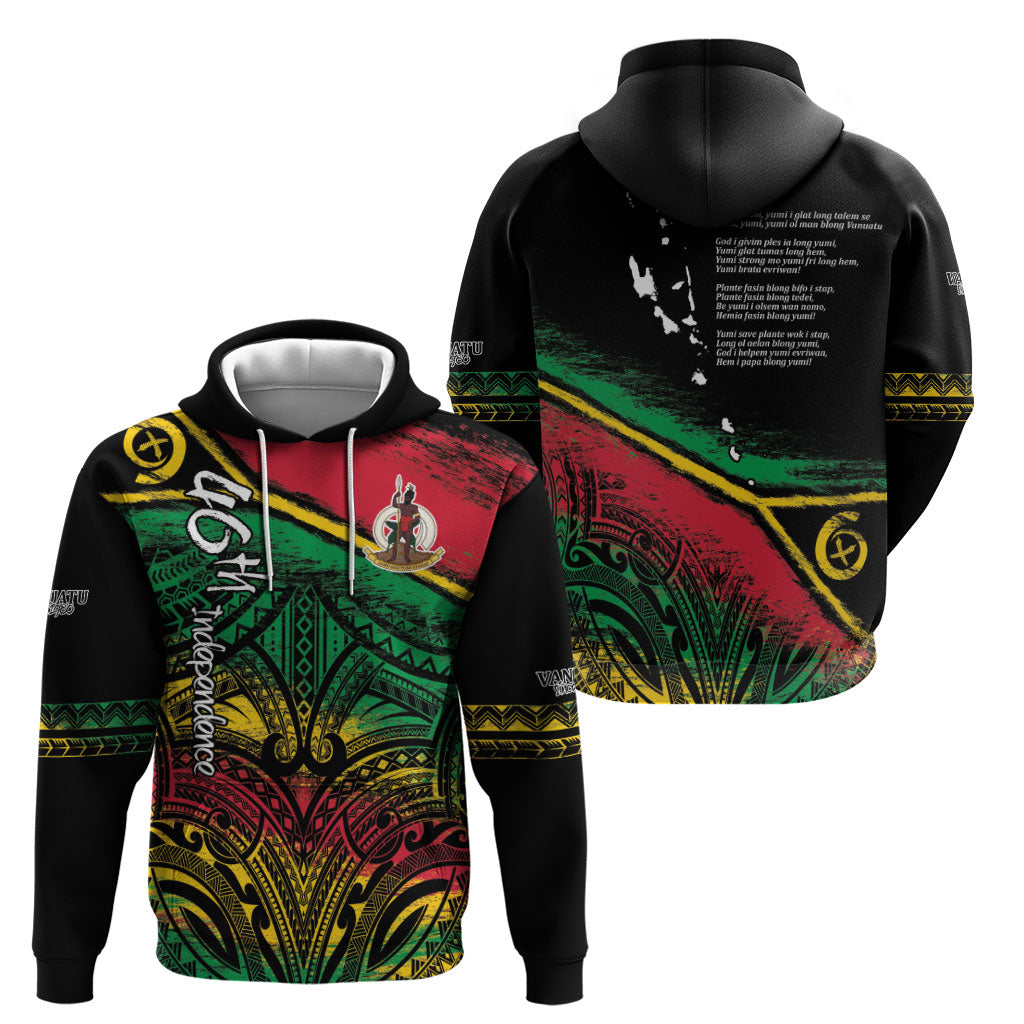 Vanuatu 46th Year Anniversary Zip Hoodie Vintage Grunge Vanuatu Flag Heritage LT9 - Polynesian Pride