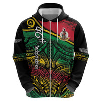 Vanuatu 46th Year Anniversary Zip Hoodie Vintage Grunge Vanuatu Flag Heritage LT9 - Polynesian Pride