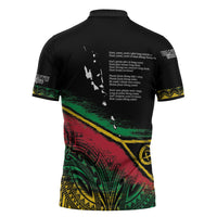 Vanuatu 46th Year Anniversary Zipper Polo Shirt Vintage Grunge Vanuatu Flag Heritage LT9 - Polynesian Pride