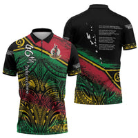 Vanuatu 46th Year Anniversary Zipper Polo Shirt Vintage Grunge Vanuatu Flag Heritage LT9 - Polynesian Pride
