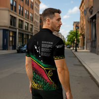 Vanuatu 46th Year Anniversary Zipper Polo Shirt Vintage Grunge Vanuatu Flag Heritage LT9 - Polynesian Pride
