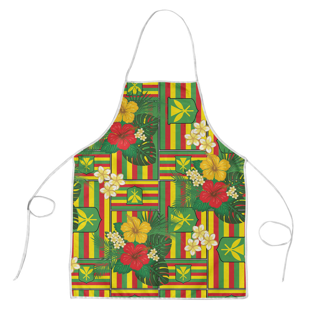 Hawaii Kanaka Maoli Hibiscus Apron Hawaiian Flag Motif LT9 Green - Polynesian Pride