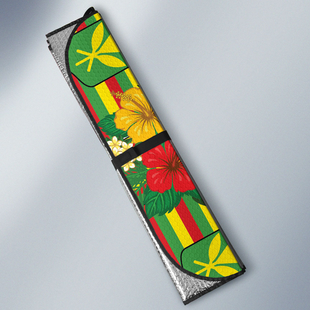 Hawaii Kanaka Maoli Hibiscus Auto Sun Shade Hawaiian Flag Motif
