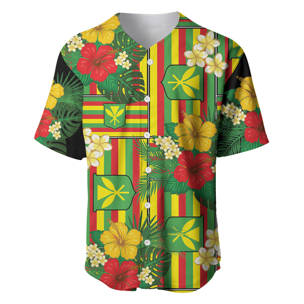 Hawaii Kanaka Maoli Hibiscus Baseball Jersey Hawaiian Flag Motif LT9 Green - Polynesian Pride