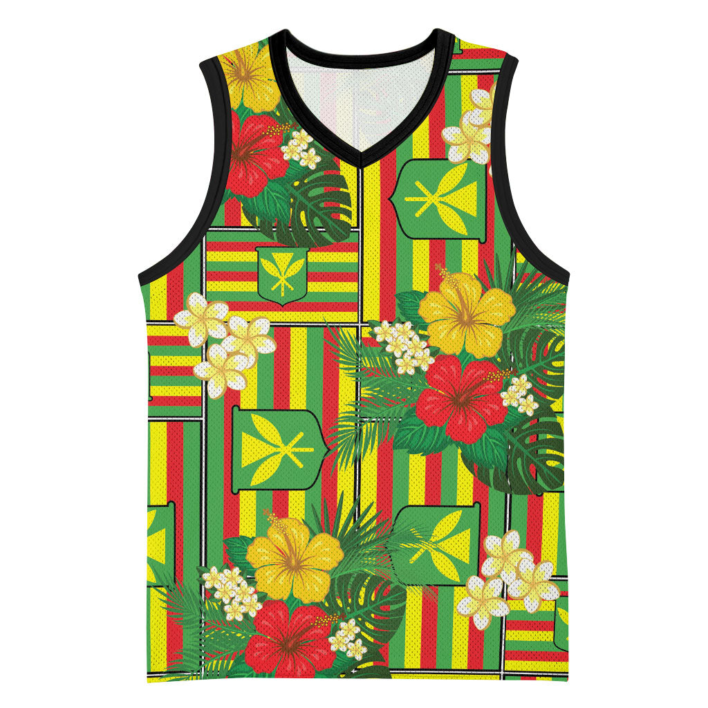 Hawaii Kanaka Maoli Hibiscus Basketball Jersey Hawaiian Flag Motif
