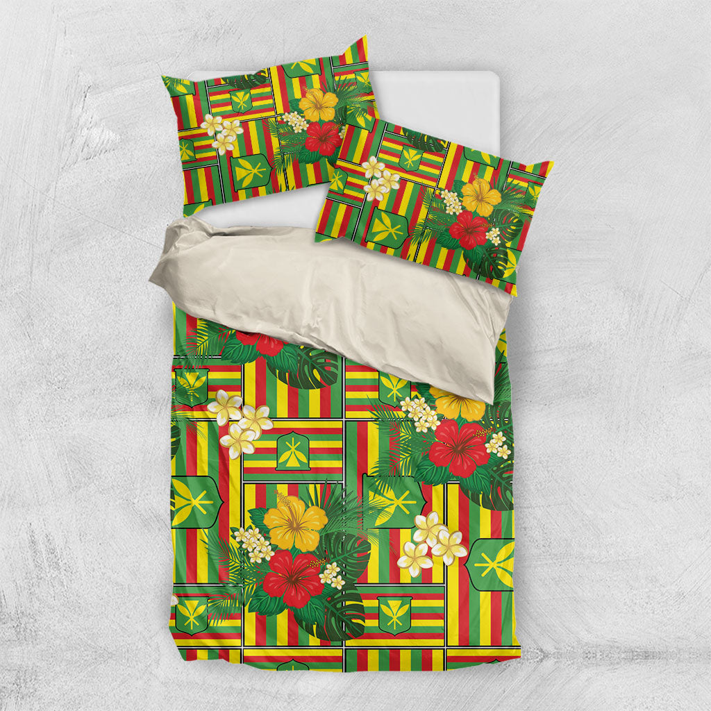 Hawaii Kanaka Maoli Hibiscus Bedding Set Hawaiian Flag Motif