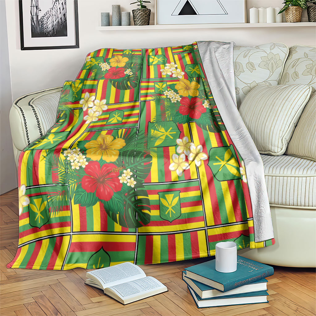 Hawaii Kanaka Maoli Hibiscus Blanket Hawaiian Flag Motif LT9 Green - Polynesian Pride