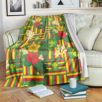 Hawaii Kanaka Maoli Hibiscus Blanket Hawaiian Flag Motif