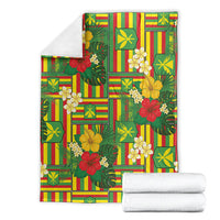 Hawaii Kanaka Maoli Hibiscus Blanket Hawaiian Flag Motif