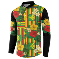 Hawaii Kanaka Maoli Hibiscus Button Sweatshirt Hawaiian Flag Motif