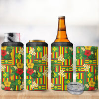 Hawaii Kanaka Maoli Hibiscus 4 in 1 Can Cooler Tumbler Hawaiian Flag Motif