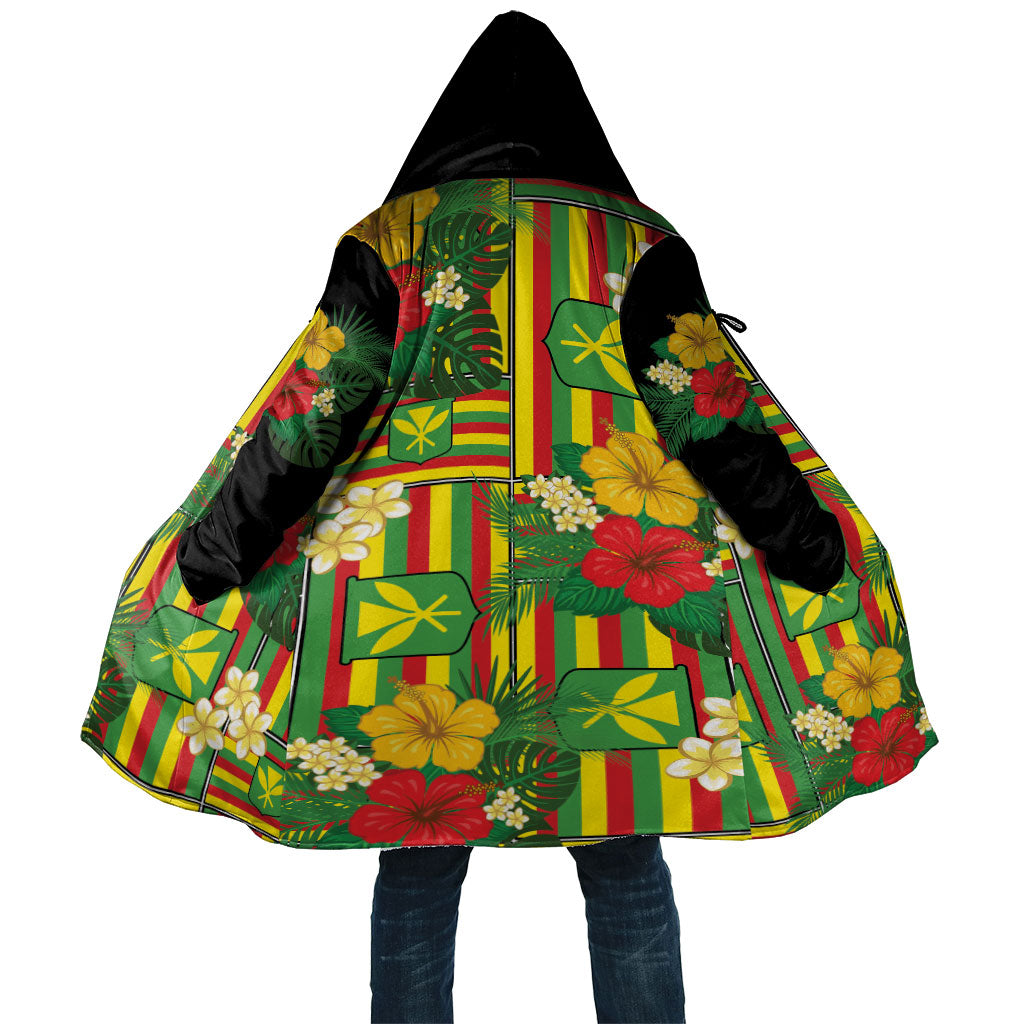Hawaii Kanaka Maoli Hibiscus Cloak Hawaiian Flag Motif LT9 Unisex Green - Polynesian Pride