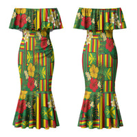 Hawaii Kanaka Maoli Hibiscus Couples Matching Mermaid Dress and Hawaiian Shirt Hawaiian Flag Motif LT9 - Polynesian Pride
