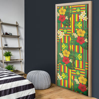 Hawaii Kanaka Maoli Hibiscus Door Cover Hawaiian Flag Motif