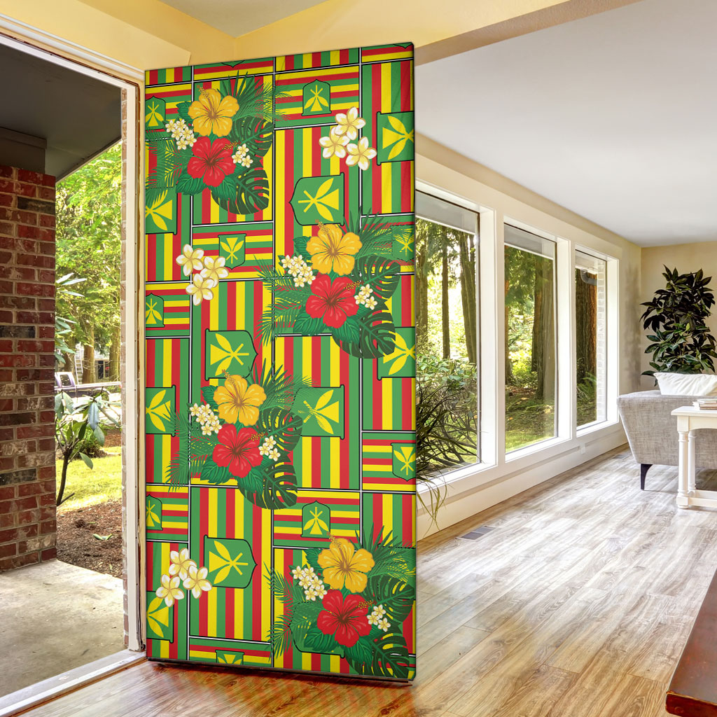 Hawaii Kanaka Maoli Hibiscus Door Cover Hawaiian Flag Motif