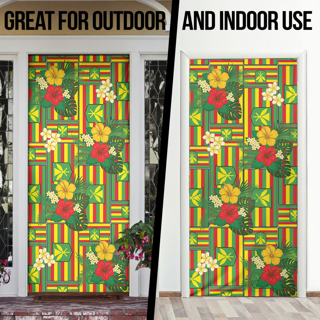 Hawaii Kanaka Maoli Hibiscus Door Cover Hawaiian Flag Motif