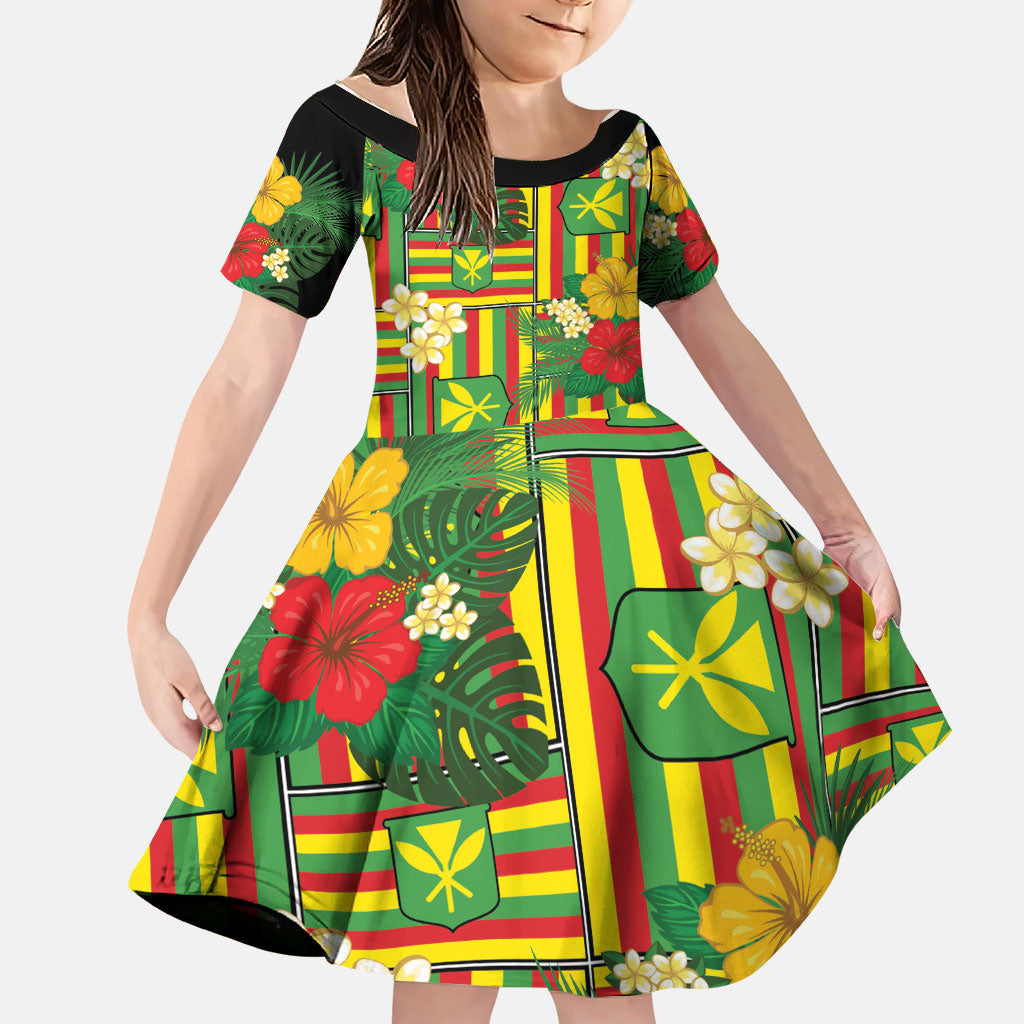 Hawaii Kanaka Maoli Hibiscus Family Matching Tank Maxi Dress and Hawaiian Shirt Hawaiian Flag Motif