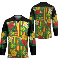 Hawaii Kanaka Maoli Hibiscus Hockey Jersey Hawaiian Flag Motif