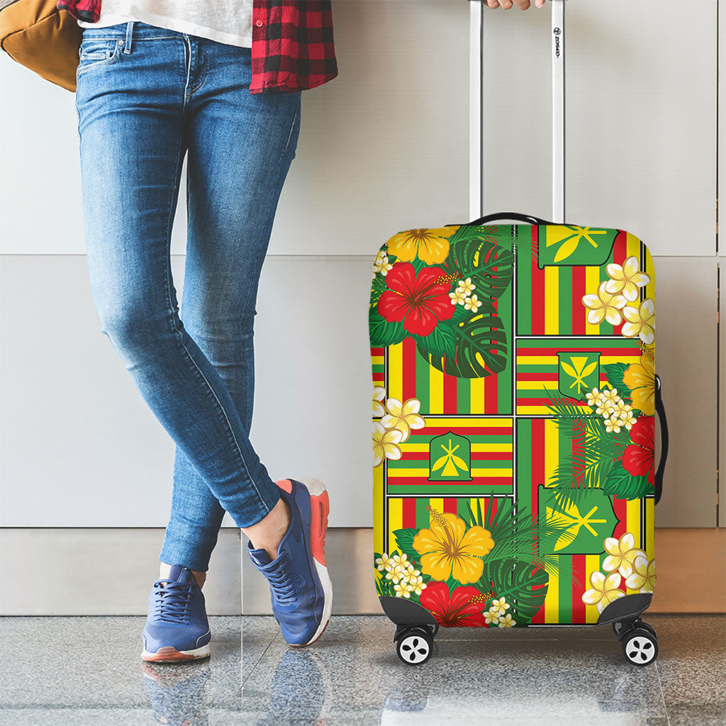 Hawaii Kanaka Maoli Hibiscus Luggage Cover Hawaiian Flag Motif