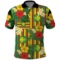 Hawaii Kanaka Maoli Hibiscus Polo Shirt Hawaiian Flag Motif
