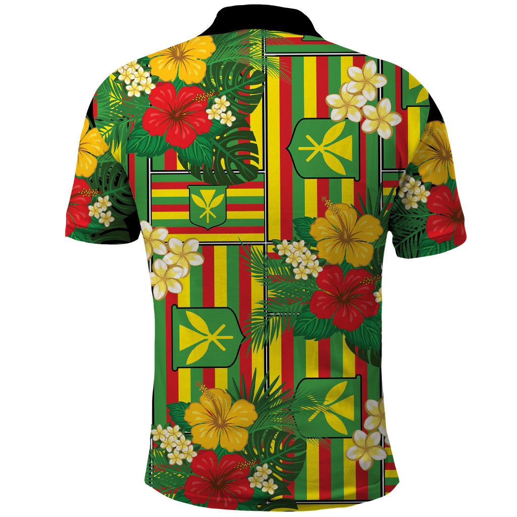 Hawaii Kanaka Maoli Hibiscus Polo Shirt Hawaiian Flag Motif