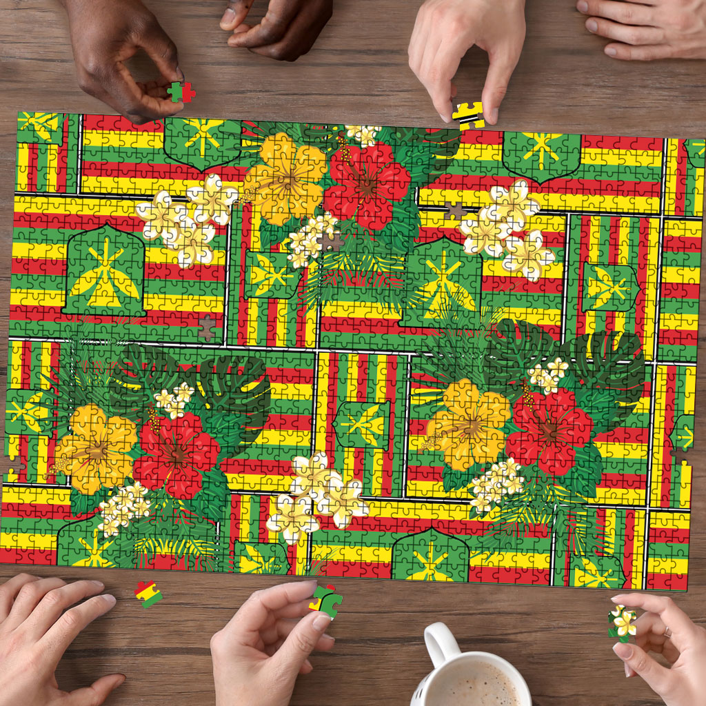 Hawaii Kanaka Maoli Hibiscus Puzzle Hawaiian Flag Motif