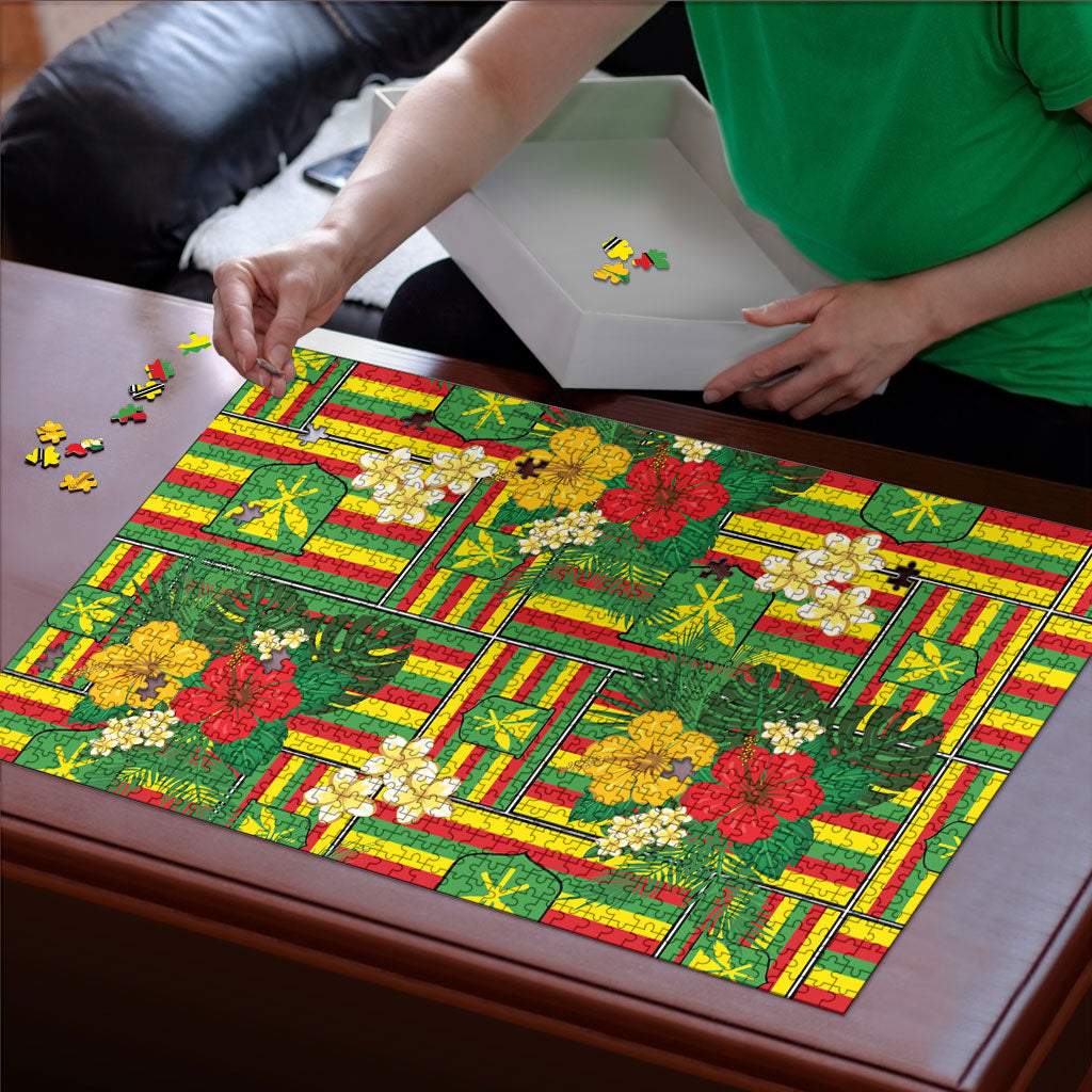 Hawaii Kanaka Maoli Hibiscus Puzzle Hawaiian Flag Motif