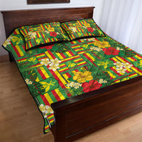 Hawaii Kanaka Maoli Hibiscus Quilt Bed Set Hawaiian Flag Motif