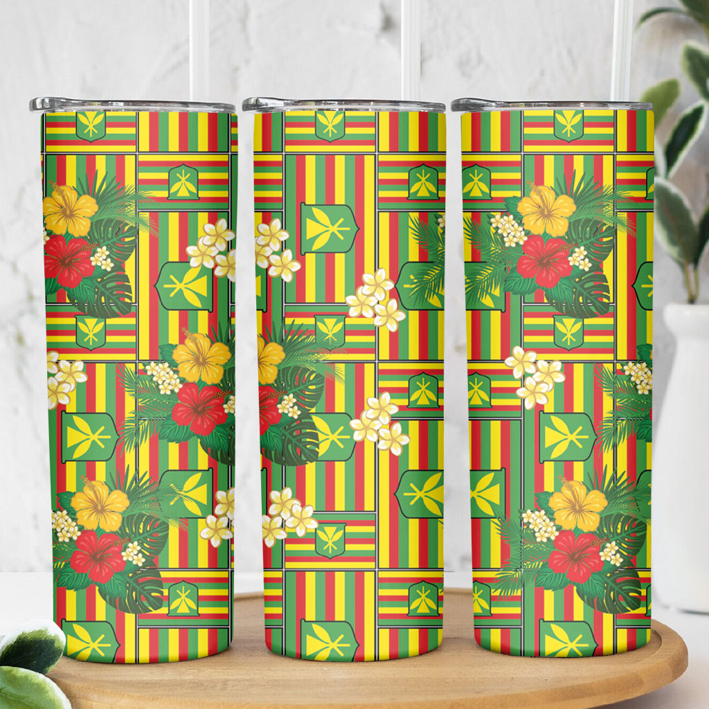 Hawaii Kanaka Maoli Hibiscus Skinny Tumbler Hawaiian Flag Motif