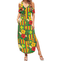 Hawaii Kanaka Maoli Hibiscus Summer Maxi Dress Hawaiian Flag Motif