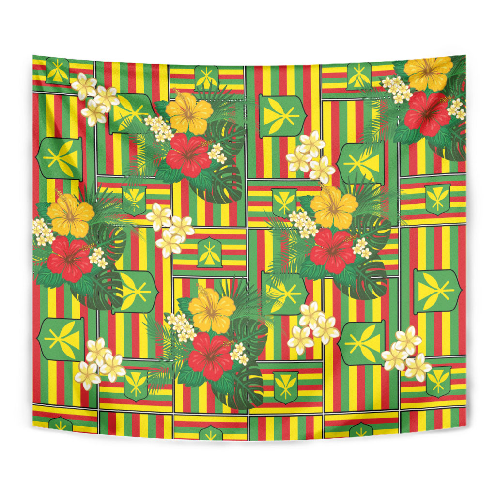 Hawaii Kanaka Maoli Hibiscus Tapestry Hawaiian Flag Motif